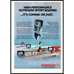 1976 Evinrude Outboard Motors Vintage Print Ad Sport Boat Racing Boats Wall Art